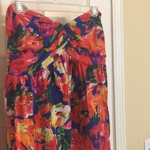Strapless tropical dress